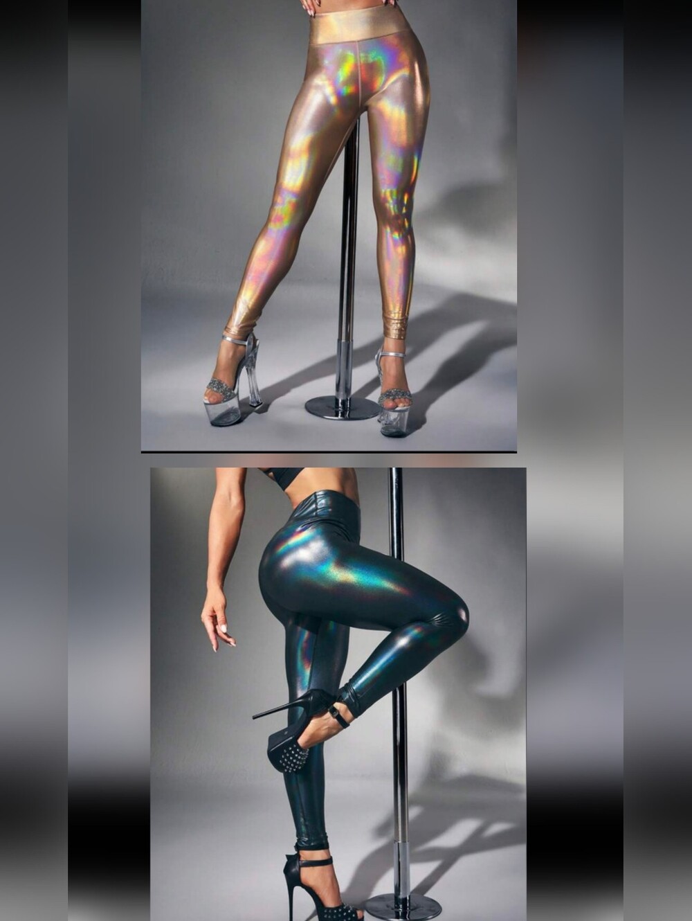 NWOT Set Of 2 Holographic High-Waist Leggings - Iridescent Shine